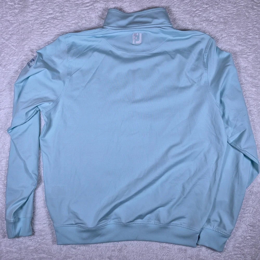 FootJoy 1/4 Zip Bulle Rock Mens M Light Blue Nylon Stretch L/S Pullover 28212